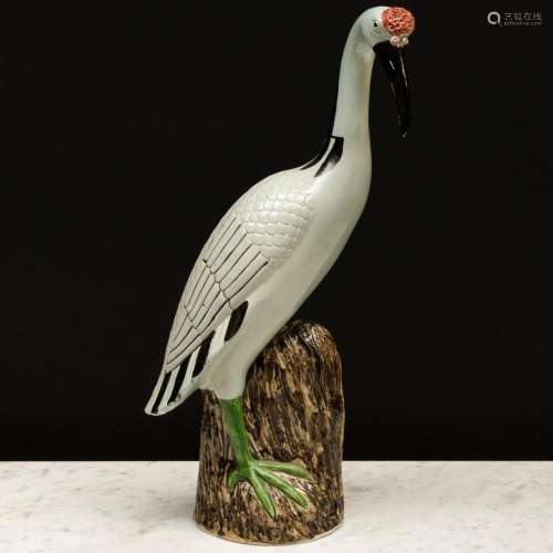 Large Chinese Export Porcelain Model of a Crane