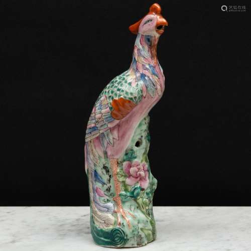 Small Chinese Famille Rose Porcelain Model of a Phoenix