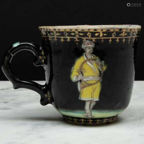 Chinese Export Porcelain  Trumpeter  Coffee Cup, After a Des...