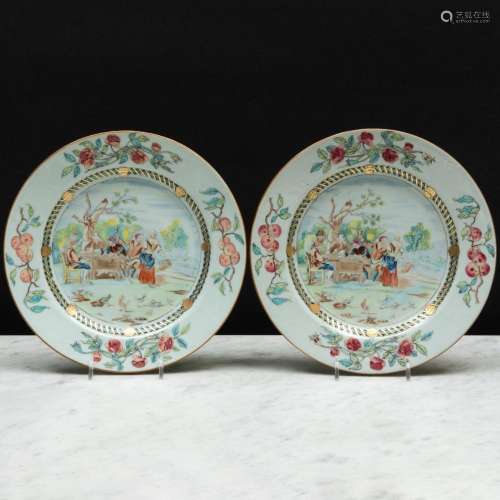 Pair of Chinese Export Famille Rose Porcelain  Rebecca at th...