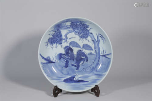 Blue and White Plate Yongzheng Style