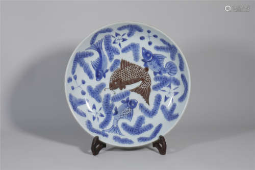 Blue and White Plate Yongzheng Style