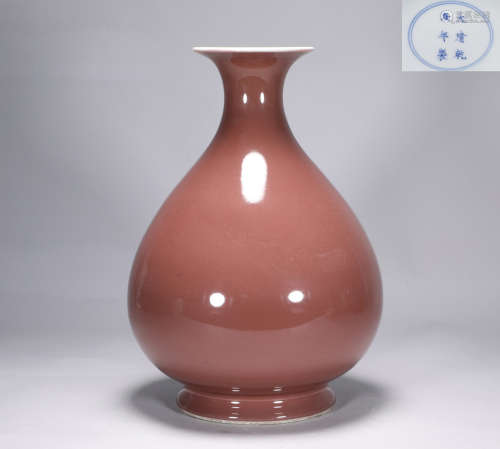Qing Dynasty Qianlong sacrifice red glazed jade pot spring b...