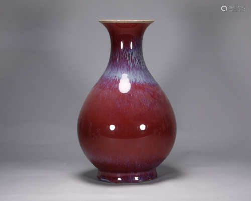 Qing Dynasty Qianlong kiln red glazed jade pot spring bottle