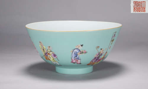 Qing Dynasty Jiaqing pastel figure bowl