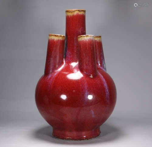 Five hole glazed vase of Qianlong kiln in Qing Dynasty