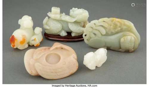 78347: A Group of Five Chinese Carved Jade Articles 2-5