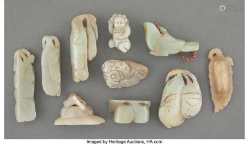 78350: A Group of Ten Chinese Jade Articles 3 x 8-3/4 x