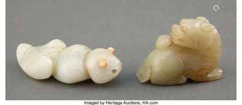 78351: Two Chinese Carved Jade Articles 2 x 1 x 3 inche