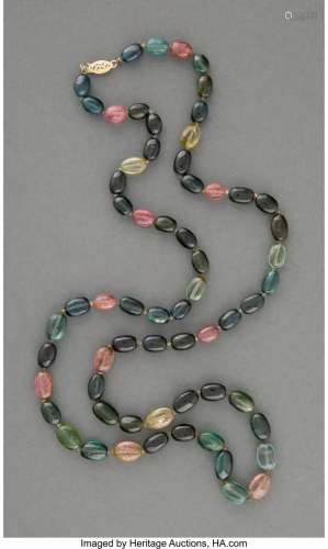 78359: A Chinese Colored Tourmaline Necklace Marks: 14k