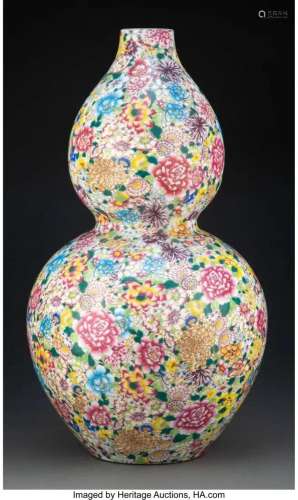 78366: A Chinese Famille Rose Vase 22 x 13 inches (55.9