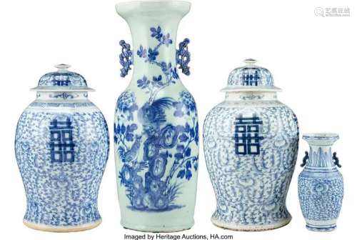 78375: A Group of Four Chinese Blue and White Vases 23-