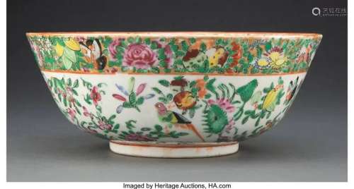 78377: A Chinese Export Canton Rose Bowl 3-3/4 x 9-1/4