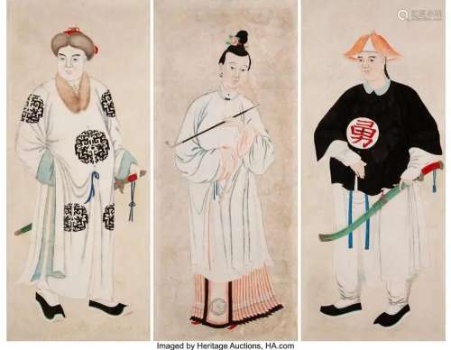 78381: A Group of Three Chinese Ink and Color on Paper: