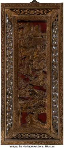78385: A Pair of Chinese Giltwood Panels 35-1/2 x 15-3/