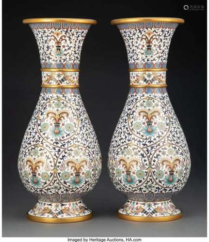 78388: A Pair of Chinese Cloisonné Vases 15-1/4 x 6-1/