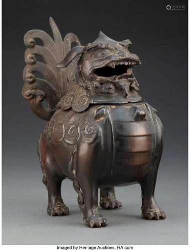 78391: A Chinese Bronze Lu Duan Censer, Qing Dynasty, 1
