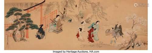 78400: Japanese School (19th Century) Two Works Ink and