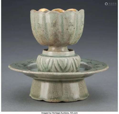 78403: A Korean Celadon Glazed Conical Cup and Stand Ho