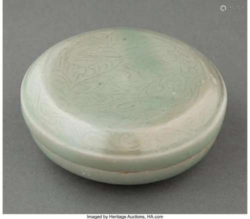 78406: A Korean Celadon Glazed Covered Box 1-1/2 x 4 x