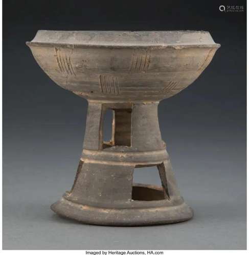 78415: A Korean Stoneware Pedestal Bowl 5-1/8 x 5-1/4 i