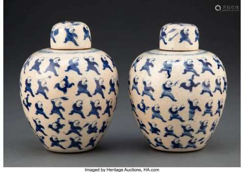 78422: A Pair of Chinese Covered Jars Made for Thai Mar