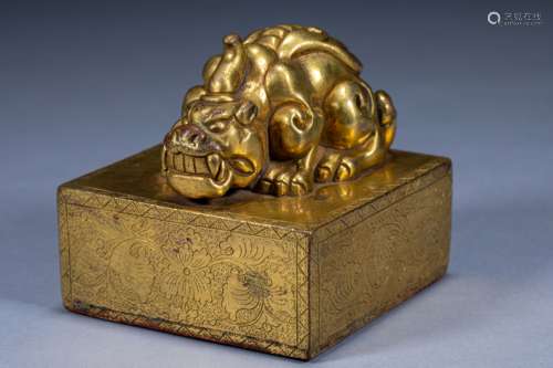 Ancient Chinese gilded auspicious beast seal