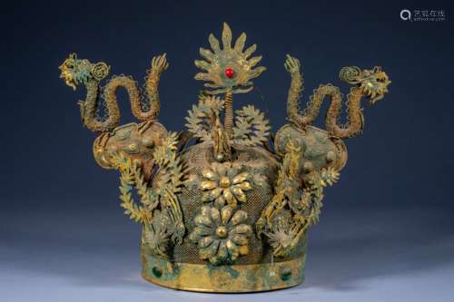 Ancient Chinese filigree dragon crown