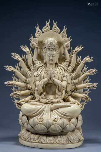 Ancient Chinese White Porcelain Seated Avalokitesvara