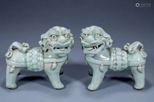 A pair of ancient Chinese shadow blue lions