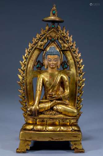 Ancient Chinese gilt-bowl Buddha statue