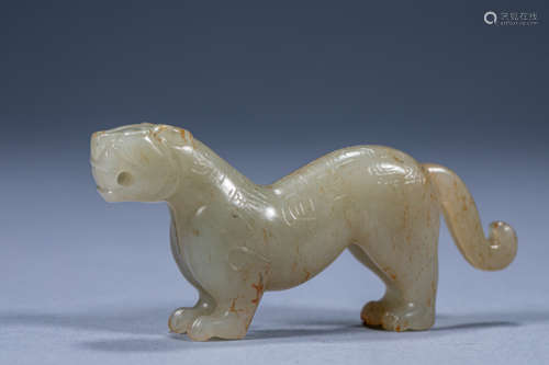 Ancient Chinese Hetian Jade Tiger Talisman