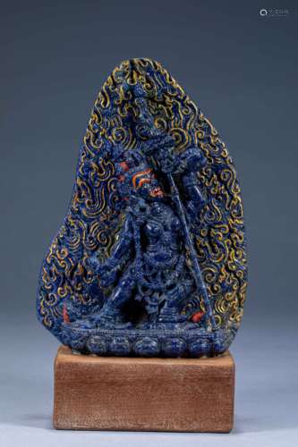 Ancient Chinese lapis lazuli depicting golden black sky