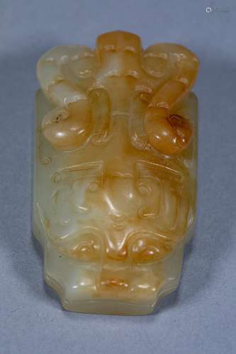 Ancient Chinese taotie pattern jade plaque