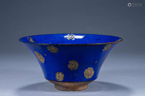Ancient Chinese imperial offering Ji blue glazed bowl