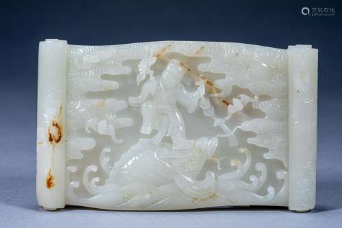 Ancient Chinese Hetian Jade Character Story Jade Armrest