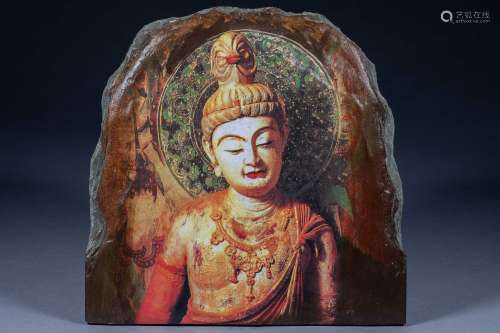 Chinese ancient slate Buddha painting