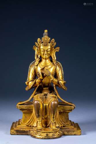 Ancient Chinese gilt seated statue of Sakyamuni