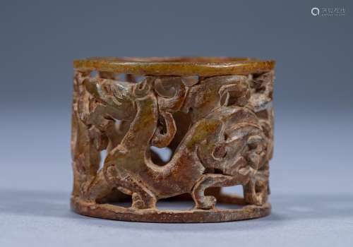 Ancient Chinese Chilong Open Carved Jade
