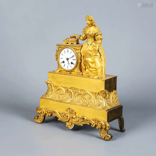 Western Charles X Gilt-Bronze Mantel Clock