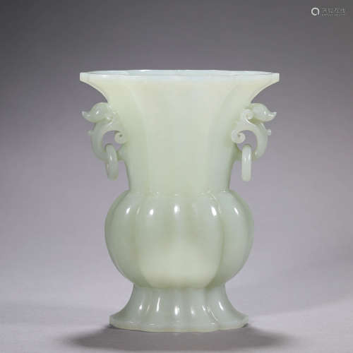 Jade Lobed Phoenix Vase