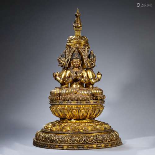 Gilt-Bronze Figure of Four-Armed Avalokitesvara