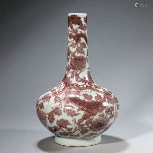 Copper-Red-Glazed Dragon Bottle Vase