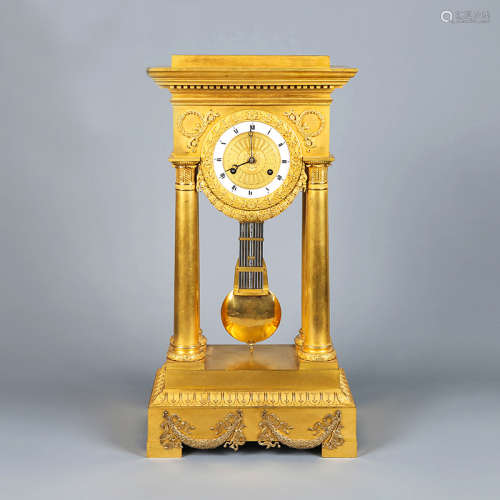 Western Charles X Gilt-Bronze Triomphe Mantel Clock