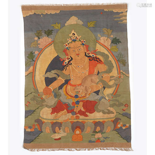 Silk Kesi Panel Figure of Red Jambhala