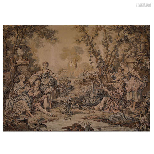 Painted Wool Hanging Blanket with Figures