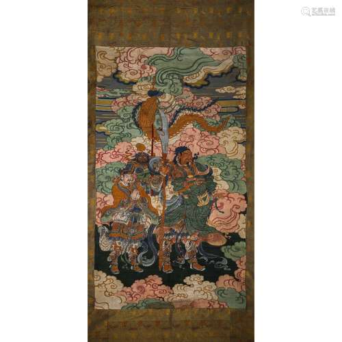 Silk Kesi Panel Figure of Guangong