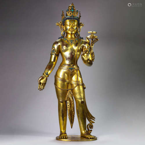 Gilt-Bronze Statue of Manjushri