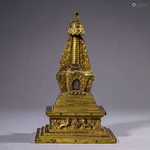 Gilt-Bronze Stupa