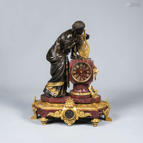 Western Gilt-Bronze Figural Mantel Clock